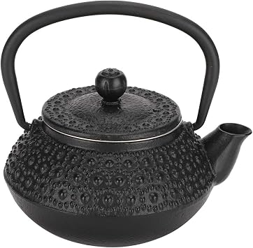 Cast Iron Teapot,0.3L Japanese Raindrops Pattern Uncoated Cast Iron Tea Kettle Stovetop Boiler Set With Stainless Steel Infuser For Coffee,Tea Bags,Loose Tea,For Home/Tea