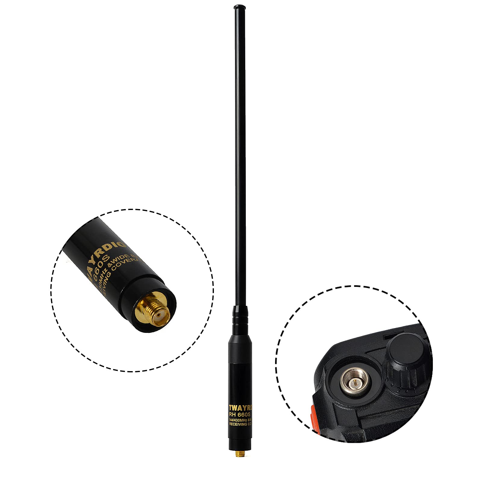 TWAYRDIO Antena telescópica de radioaficionado VHF UHF de Doble Banda (SMA-Female)