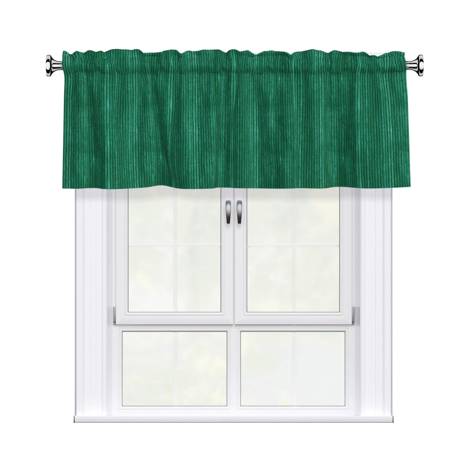 Woshuwo Deep Green Texture On Flat Surface Valances For Windows Rod Pocket Window Treatment Short Curtains For Kitchen Living Room Bedroom Decor 54x18in