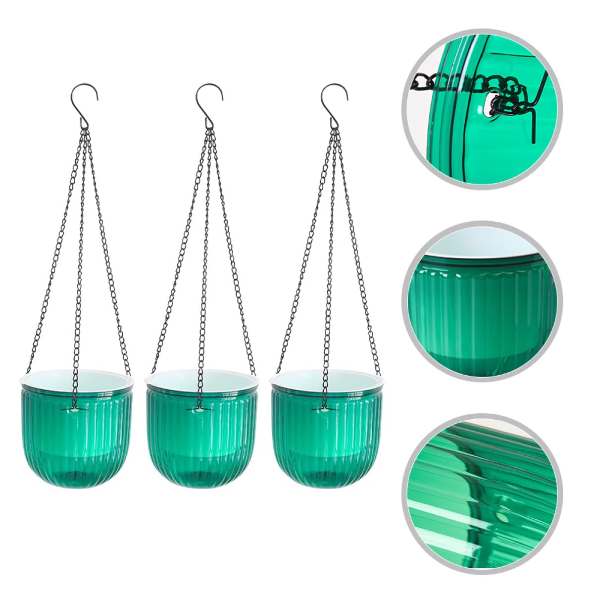 Uonlytech Fioriera Sospesa da Balcone 3 Pezzi in Plastico Verde | Autoirrigante, Resistente Gelo e Sole Intenso, Anti-sfaldamento, per Casa e Giardino