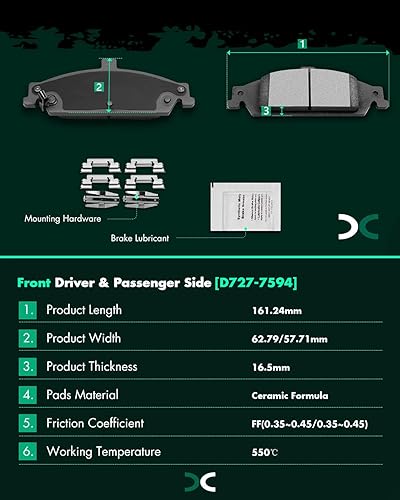 Miniatura 383 de Kits de frenos y rotores, rotores de freno SCITOO y 8 pastillas de cerámica para 08-12 para Chrysler Town & Country, 08-12 para Dodge Grand Caravan