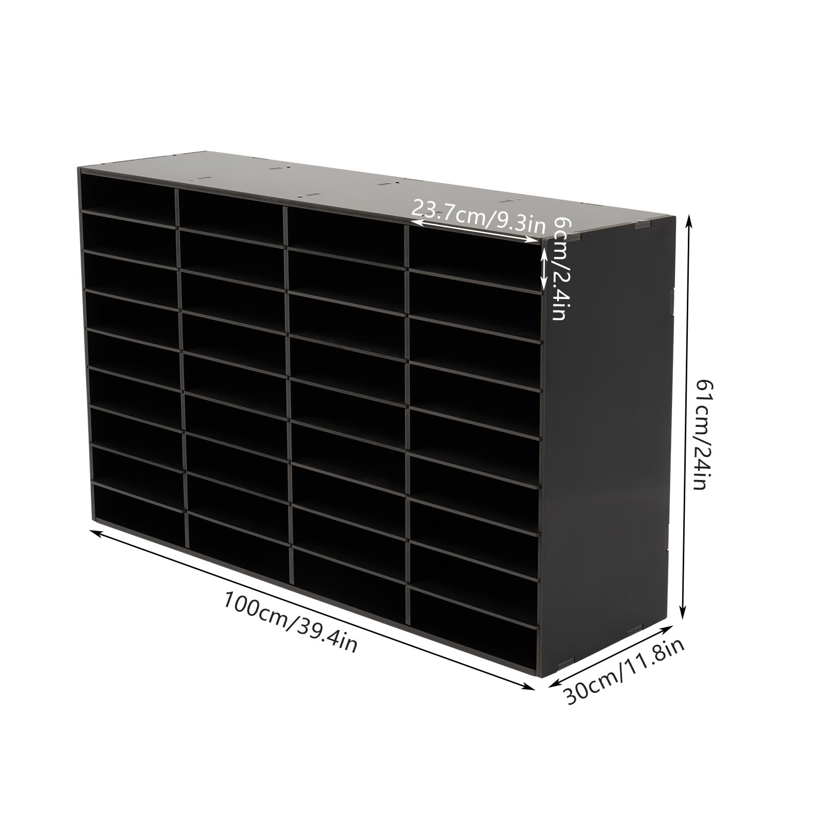 Organizer da scrivania a 36 scomparti, organizer per letteratura, portadocumenti, impilabile, con ripiani regolabili, organizer multiuso per ufficio e aula, 100 x 30 x 61 cm (nero)