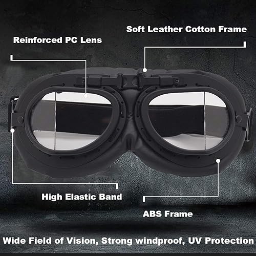 Miniatura 6 de Peicees Sombrero de aviador y gafas de trampero, accesorios de disfraz, gorra de soldado Ushanka con solapa de piel para orejas