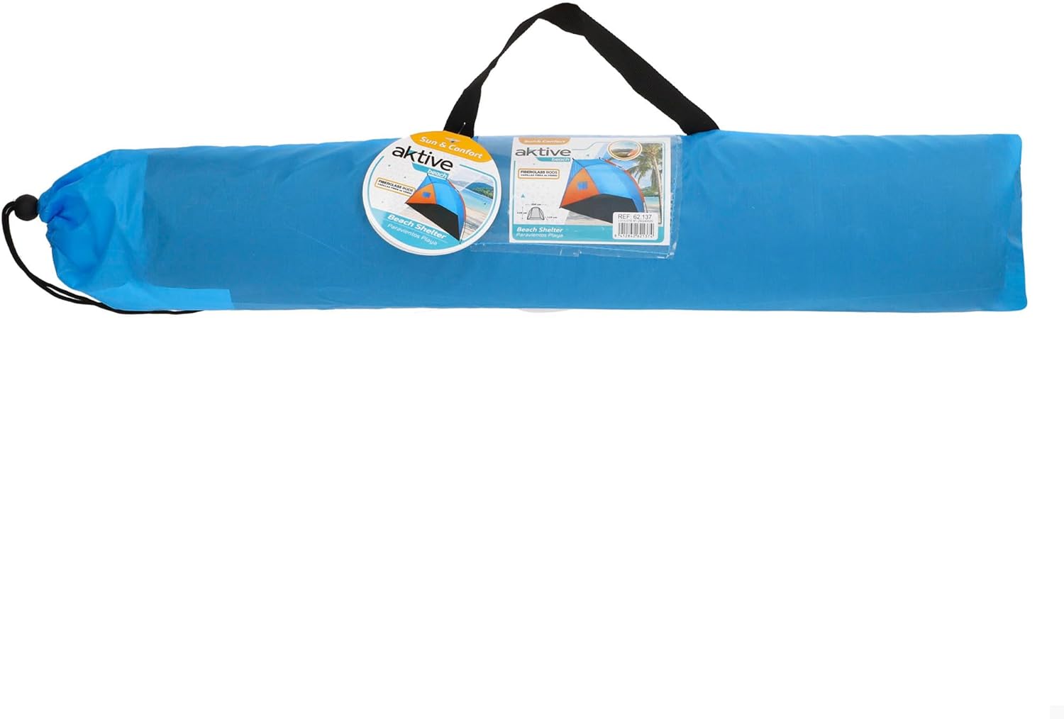 Aktive 62137 Beach Wind Tent, 200 x 125 x 120 cm, Blue/Orange