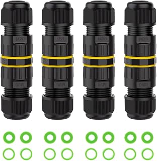 3 Pin IP68 Outdoor Waterproof Electrical Wire Connector for 5-12mm Wire Diameter, (Max 24A, 450V), 2 Way 4 Packs