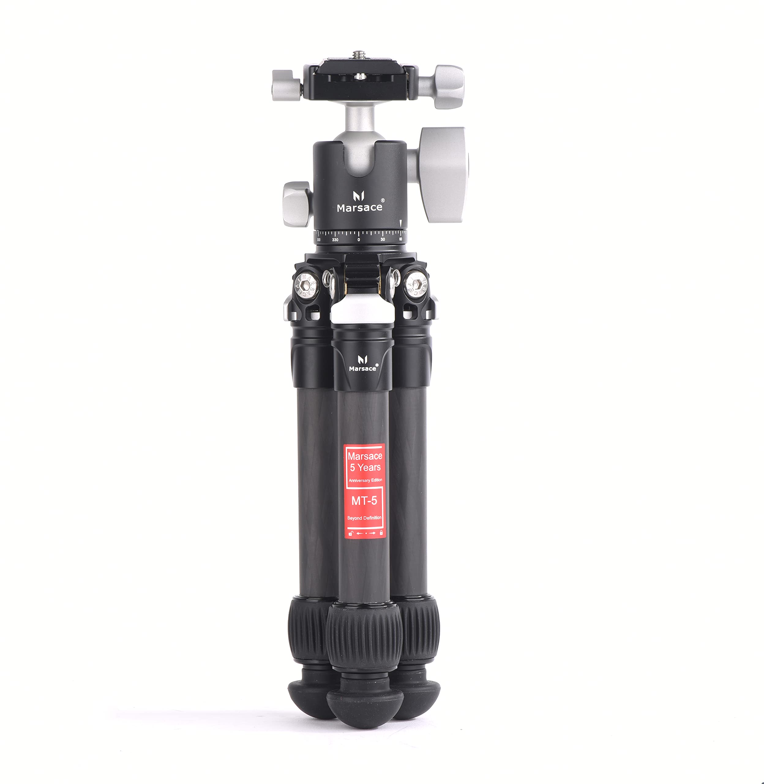Marsace MT-5 - Treppiede da tavolo, in lega di alluminio, con testa a sfera a 360 gradi e piastra a sgancio rapido, leggero e portatile, per fotocamere compatte, DSLR, telefono, Gopro