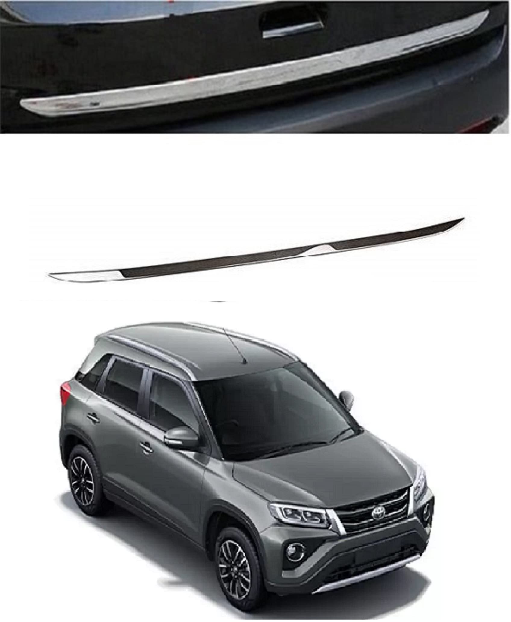Trigcars M A R U T I Vitara Brezza 2018 Car Dicky Boot Chrome Garnish Steel Strip Patti