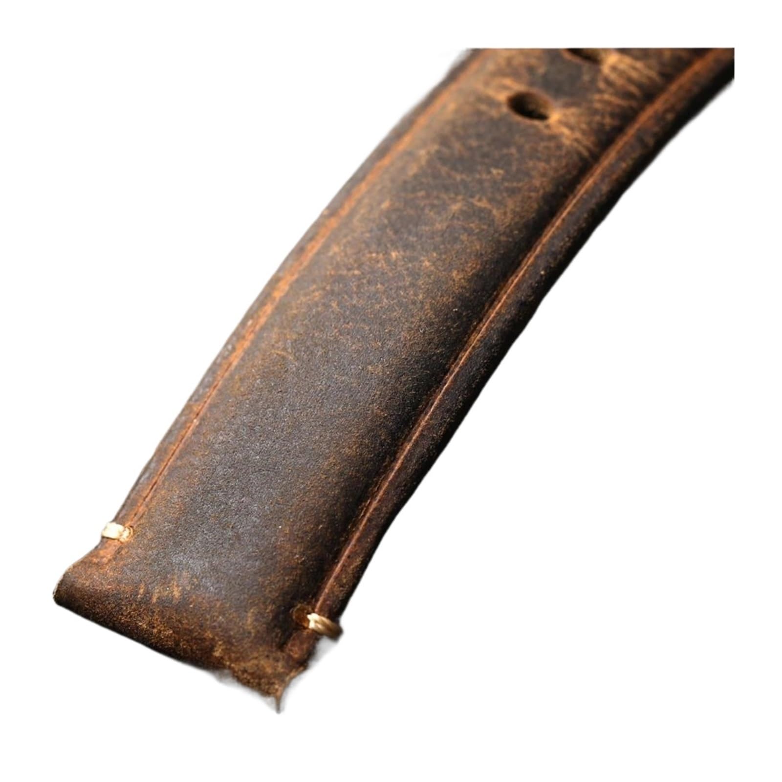 LUGEMA Handgefertigtes Uhrenarmband aus Rindsleder mit Kopfschicht, 18 19 20 21 22 MM, Braun, Vintage-Armband aus gebürstetem Leder, verdicktes Herren-Uhrenarmband