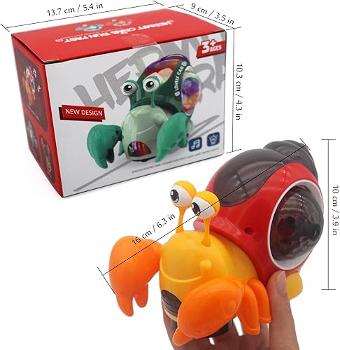 Miniatura 6 de Tipmant Cangrejo eléctrico para bebé pequeño, lindo vehículo electrónico de animal de juguete para gatear, reproducir música, luz deslumbrante para