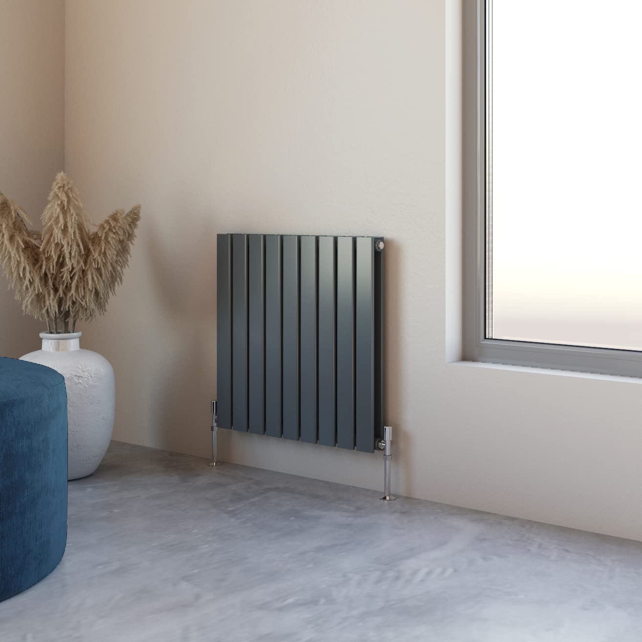 Huibathroom Anthracite Flat Panel Radiator 600X612mm Horizontal Design Double Tall Upright Central Heating Rad