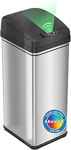 iTouchless 13 Gallon Sensor Trash Can with Odor Filter and Pet Lock