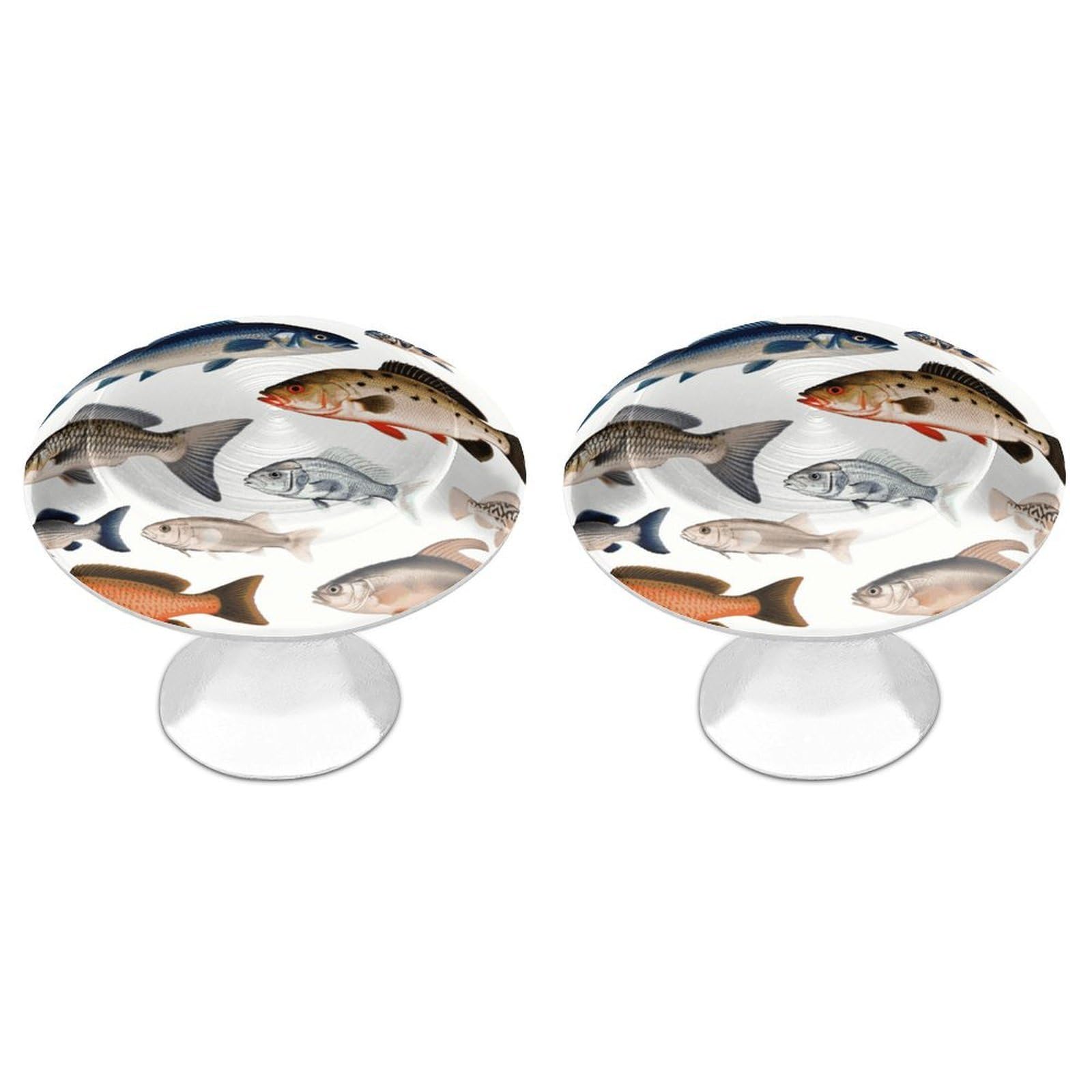 DWVTSLH Different Fish Cabinet Handles 2 Pack Stainless Steel Kitchen Drawer Pulls with Installation Screws Round Dresser Drawer Knobs 1.1 Inch Modern Cabinet Hardware Door Handles