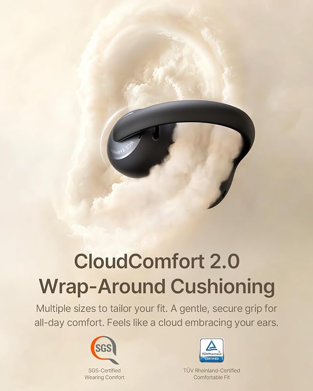 Baseus Bowie MC2 Open Ear Clip On Earbuds, CloudComfort 2.0 Wrap-Around Design, LDAC Hi-Res Audio, Bluetooth 6.0, 55H Playtime, 4-Mic AI Clear Call, IP67 Waterproof for Running Gym Workouts image 2