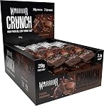 Warrior Crunch - High Protein Bars - 20g Protein Each Bar - Low Carb, Low Sugar Snack - 12 Pack x 64g - Dark Chocolate Peanut Butter