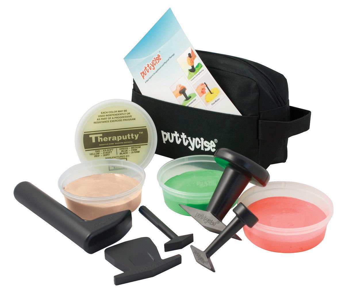 CanDo Puttycise Easy Resistance Theraputty Kit, 5 Piece Set Plus (4) 6 Oz Tubs ,#G14E6GE4R-GE 4-TEW6W283248