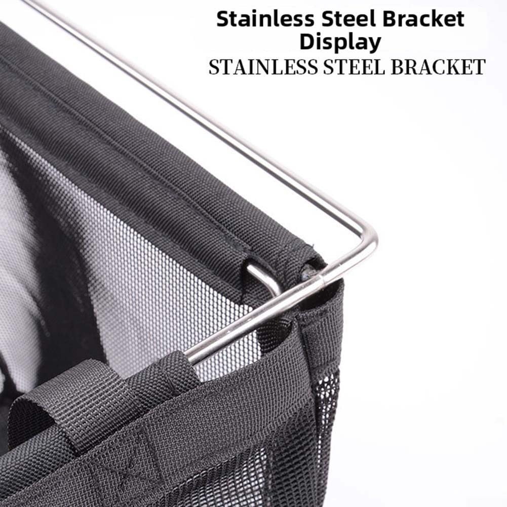 Borsa portaoggetti da campeggio per unità IGT cestino filtro a rete con telaio in acciaio inossidabile Base in PE Organizer pieghevole da picnic per stoviglie da tè Grande capacità Nero