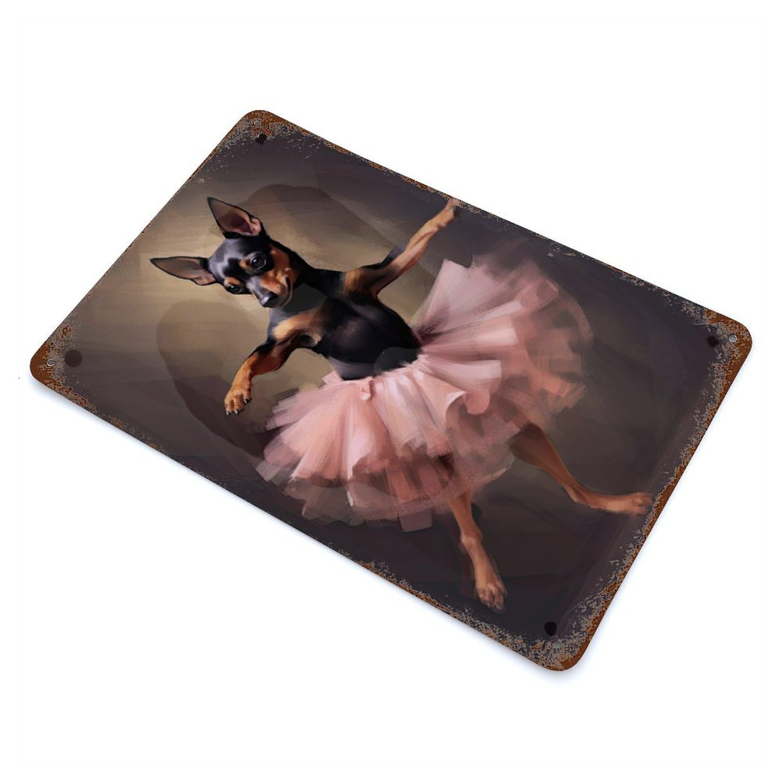Miniature Pinscher Ballerina Retro Metal Sign 11.8"x7.9", Classic Wall Plaque for Garage, Pub Or Kitchen
