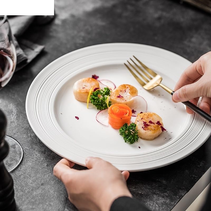 Stapelbare Moderne Essteller Runder Steakteller, gebürsteter Keramik-Essteller, Pastateller, Restaurant-Dinner-Dessertteller, modernes Haushaltsgeschirr