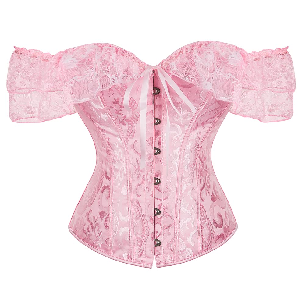 Women Lace Sleeve Sexy Bustier Lingerie Waist Cincher Costume Top-image-41