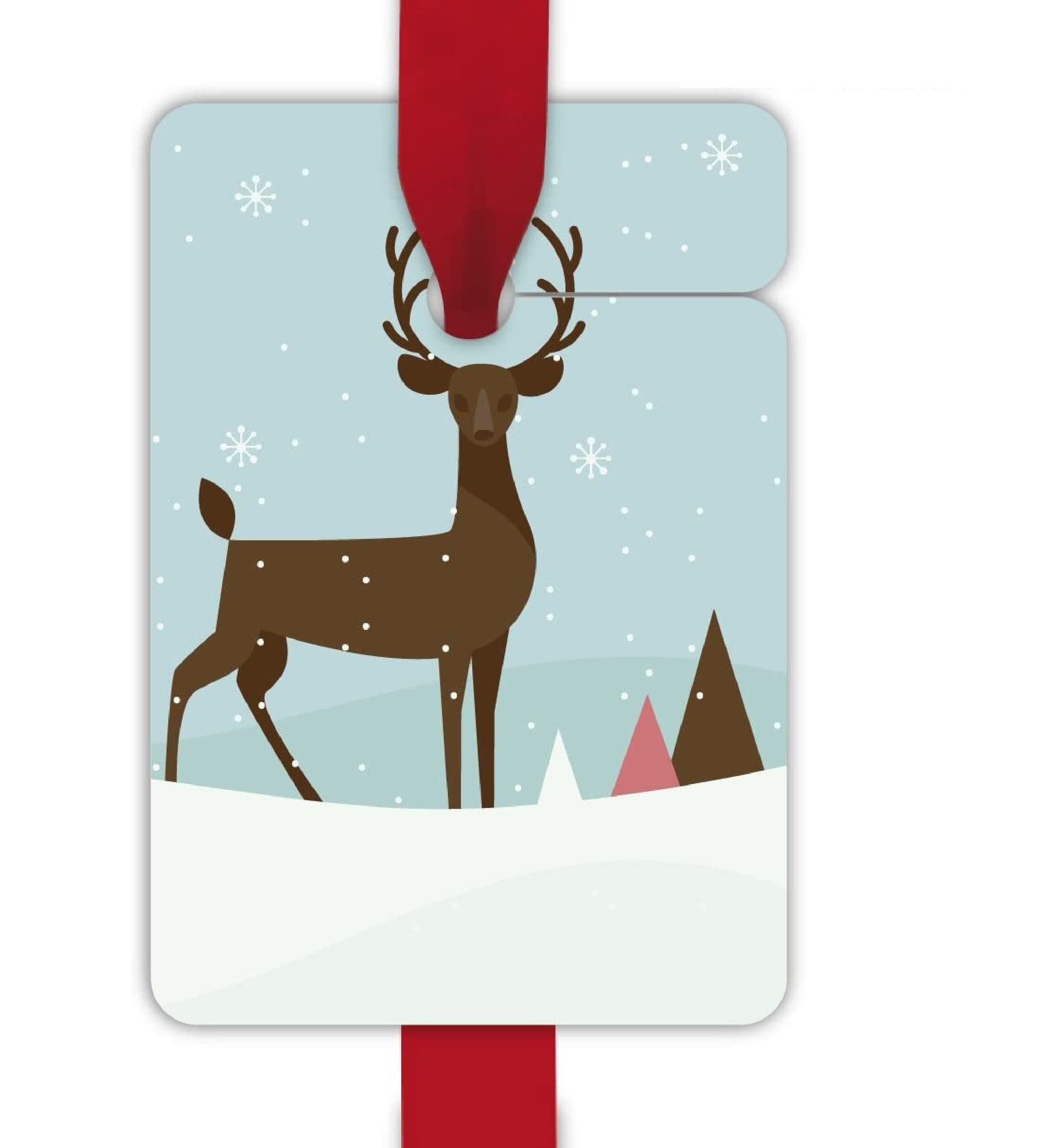 Kartenkaufrausch 10 x 8 edle Retro Weihnachts Geschenkanhänger farbig, Papieranhänger, Hängeetiketten Weihnachten mit Vintage Hirsch zum Beschriften • geschenk dekoration set für schönes schenken