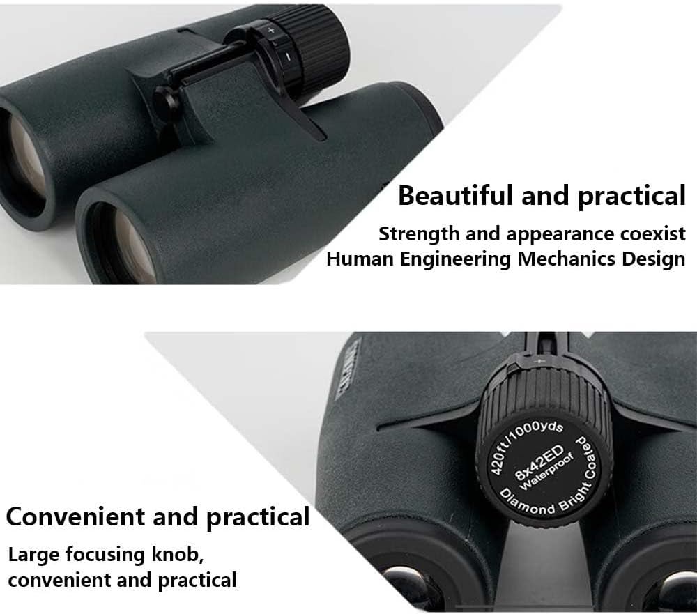 8x42ED Compact Binoculars for Adults – High-Powered BAK4 Prisms, Diamond White Coating, Waterproof & Fogproof, Rubber Armored – Ideal for Bird Watching, Hunting, Travel, Outdoor Sports