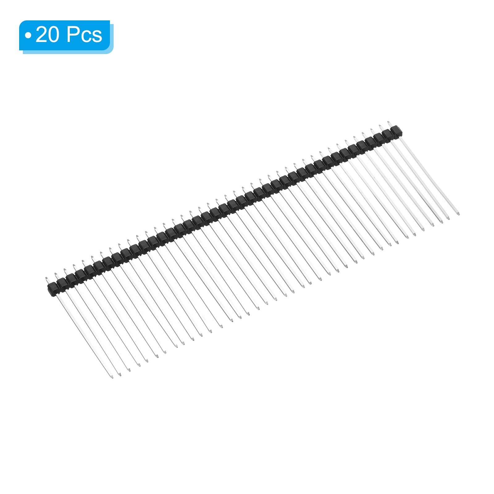 PATIKIL DIP Pin Header Single Row 40P 35mm Length Copper Plated for PCB Pack of 20, Black, 2.54mm - Image 3