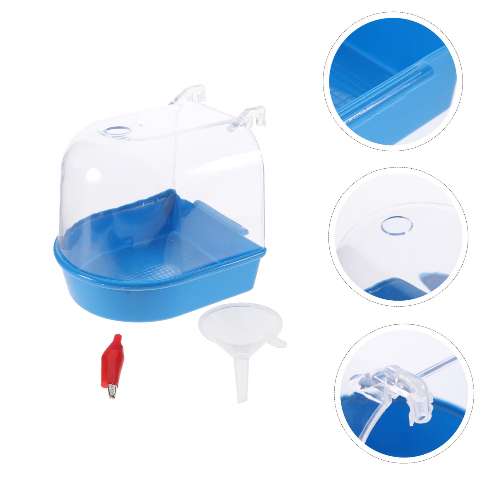 HANABASS 3stücke Bird Bathing Tub Mit Wasserzufuhr Und Duschbox Für Papageien Kleine Vogelbadewanne Blau Für Von Vögeln Trichter Für Einfachen Wasserwechsel