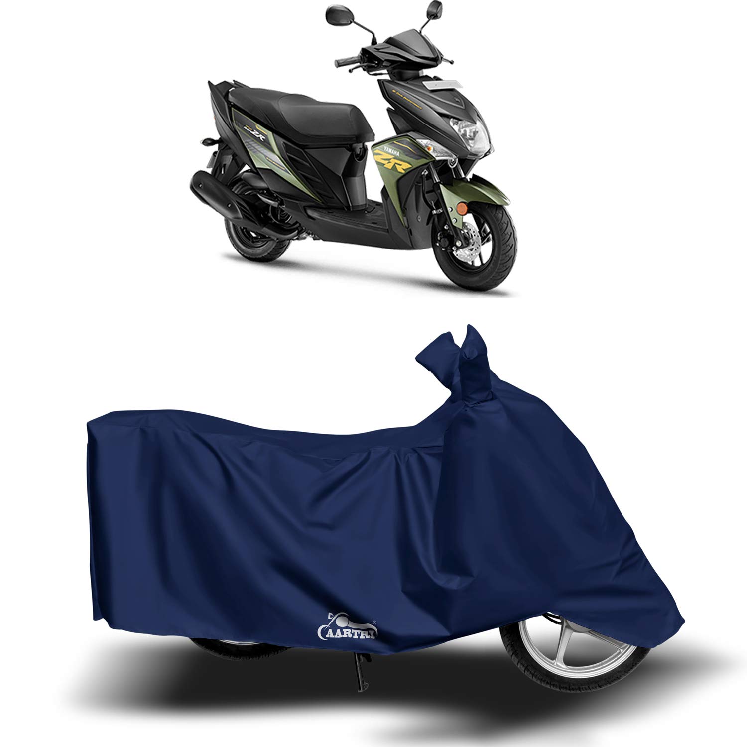AARTRI - Yamaha Ray ZR New BS6 Water Resistant - Dust Proof - Full Bike Scooty Two Wheeler Body Cover for Yamaha Ray ZR (Navy Blue)