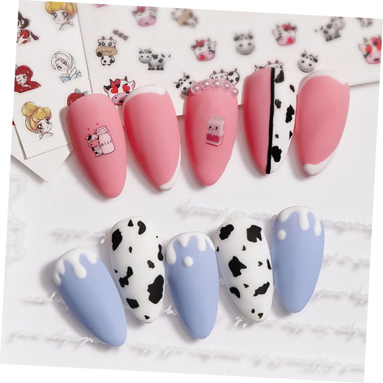 30 Hojas Calcomanía De Uñas Calcomanías De Uñas Pegatinas Decorativas Pegatinas Para Uñas Suministros De Arte De Uñas Uña Pegatinas Dibujos Animados La Vaca De Polivinilo