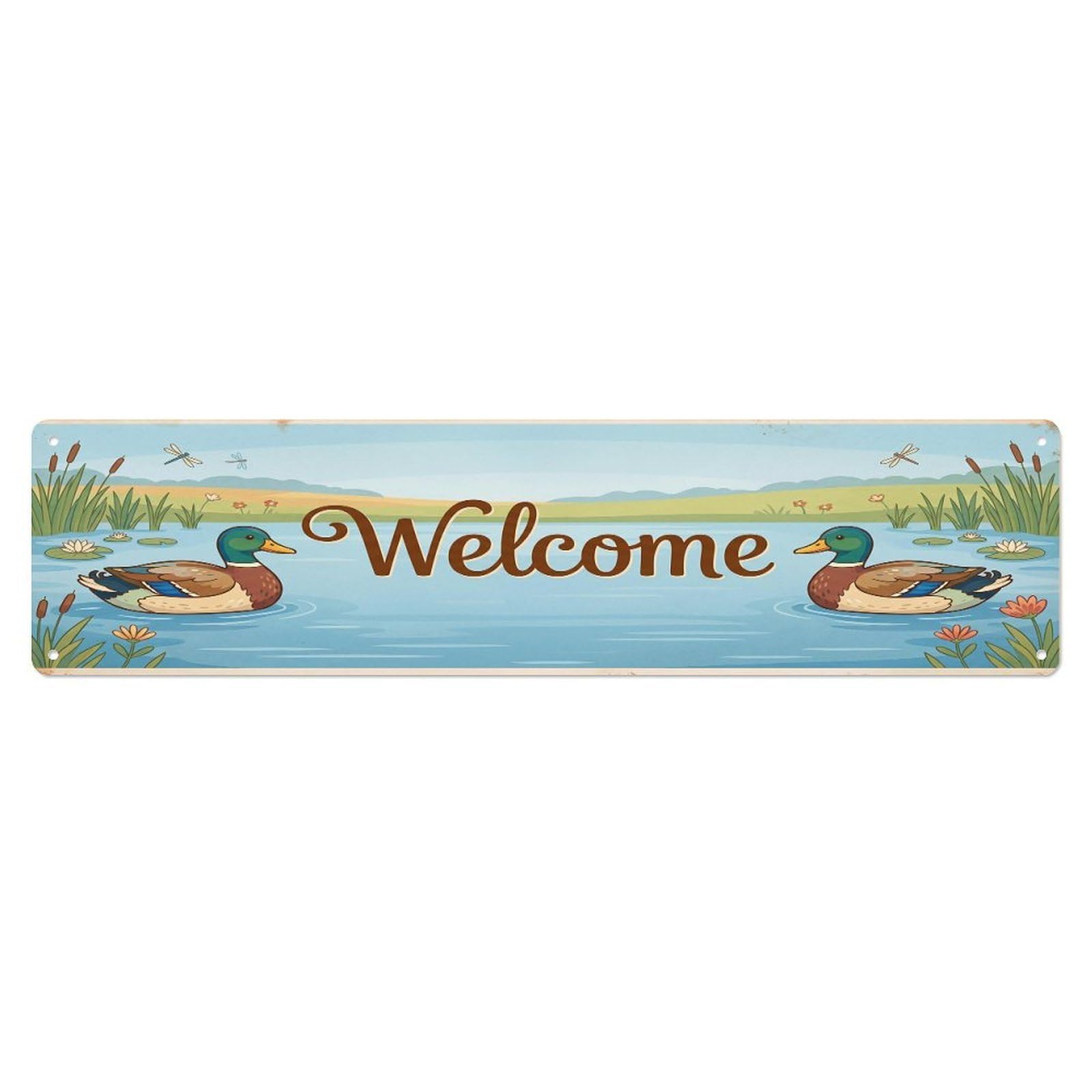 Cxhjca 4X16inch(10X40cm) Vintage Welcome Appleyard Duck Metal Tin Sign