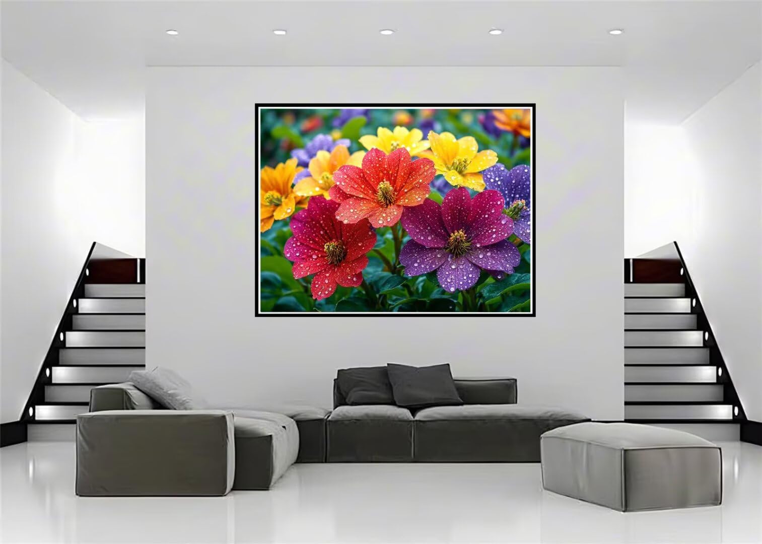 Diamond Painting Set für Erwachsen, 5D Diamond Painting Bunte Blume Diamant Painting Bilder Kinder, DIY Diamond Painting Bastelset für Wohnzimmer und Schlafzimmer Wanddeko, Geschenk 120x80cm R-6358