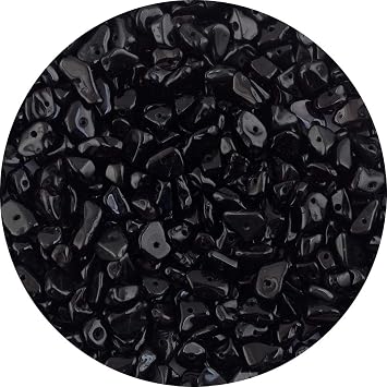 Natural Chip Stone Beads Black Obsidian Onyx 5-8mm About 400pieces Irregular Gemstones Healing Crystal Loose Bead Hole Drilled DIY for Bracelet Jewelry Making Crafting 5-8mm, Black Obsidian Onyx