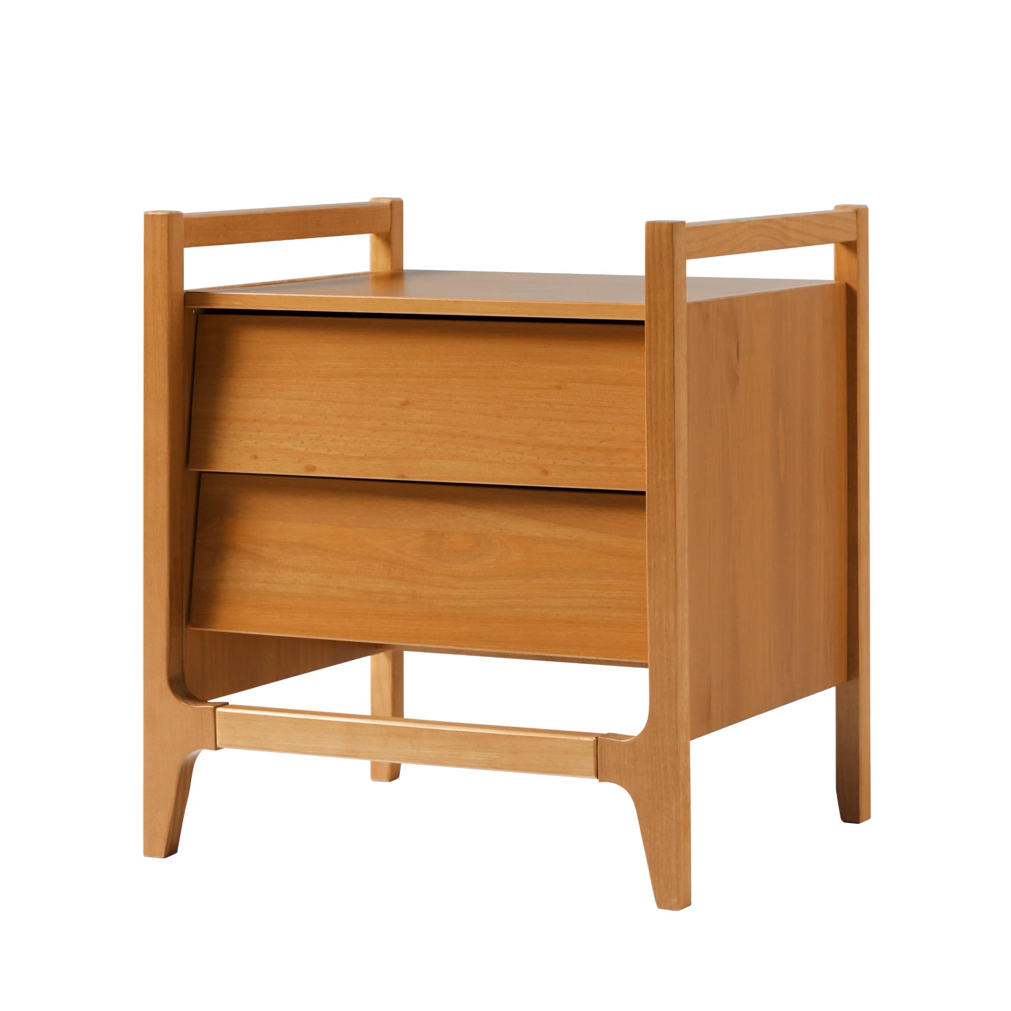 Walker Edison Leif Scandi Angled Drawer-Face Nightstand, 22 Inch, Caramel