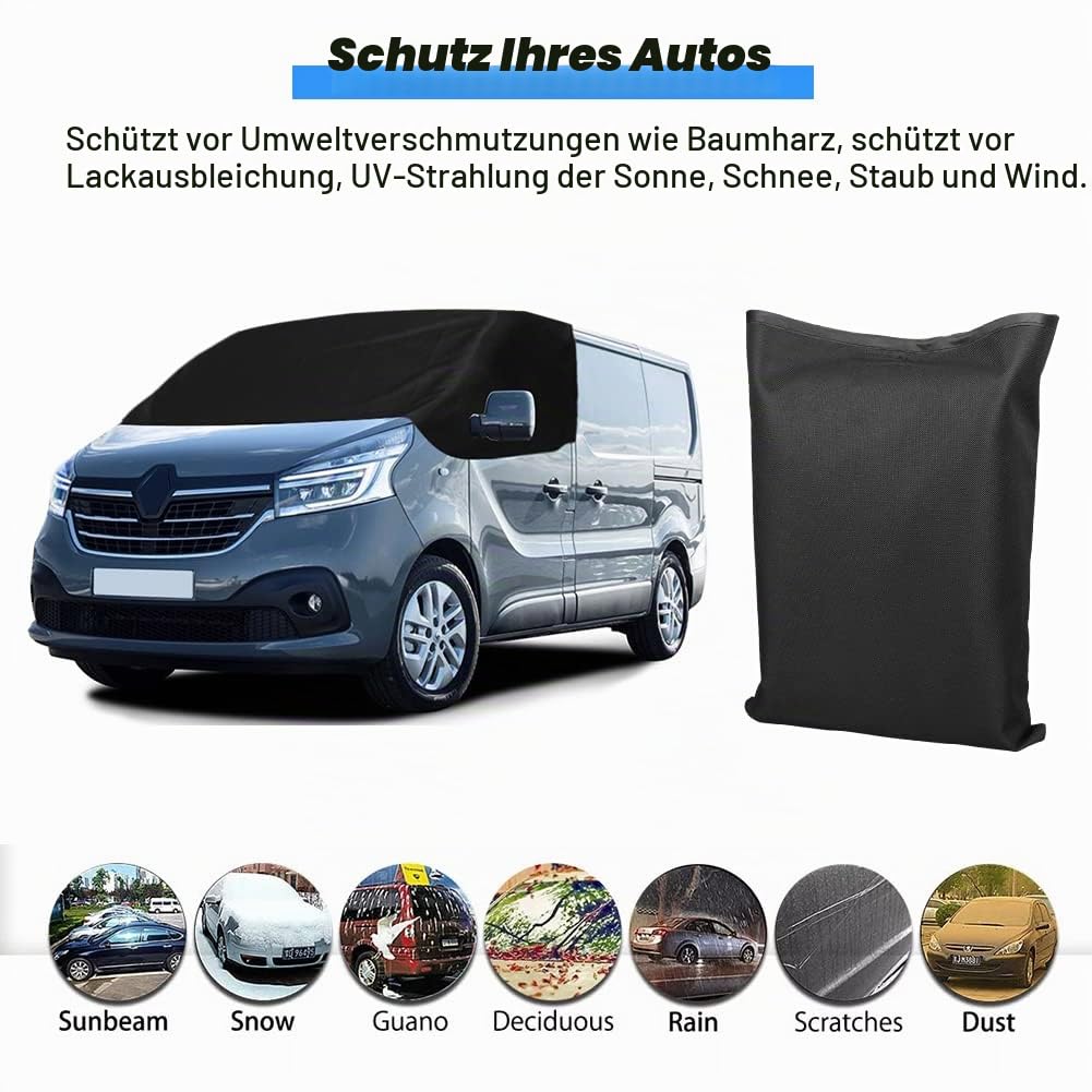Auto Windschutzscheiben Abdeckung Ersatz für Renault Trafic 2014-2026 | 600D Luxus Sonnenschutz, Verdunkelung Thermomatten, Blockiert UV Strahlen Wetterfeste Eisschutz Frontabdeckung Wrap Cover