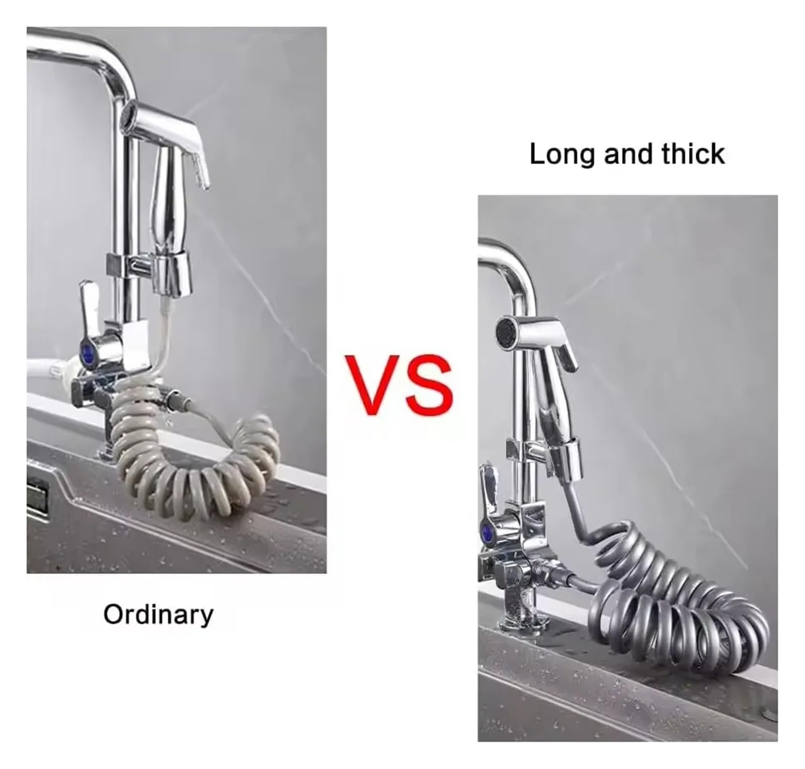 Manguera de ducha flexible de 1,5/2/3/5 m – Tubo de agua de poliuretano con manguera retráctil G1/2 de ajuste universal para inodoro y bidé para fontanería de baño (gris, 150 cm)