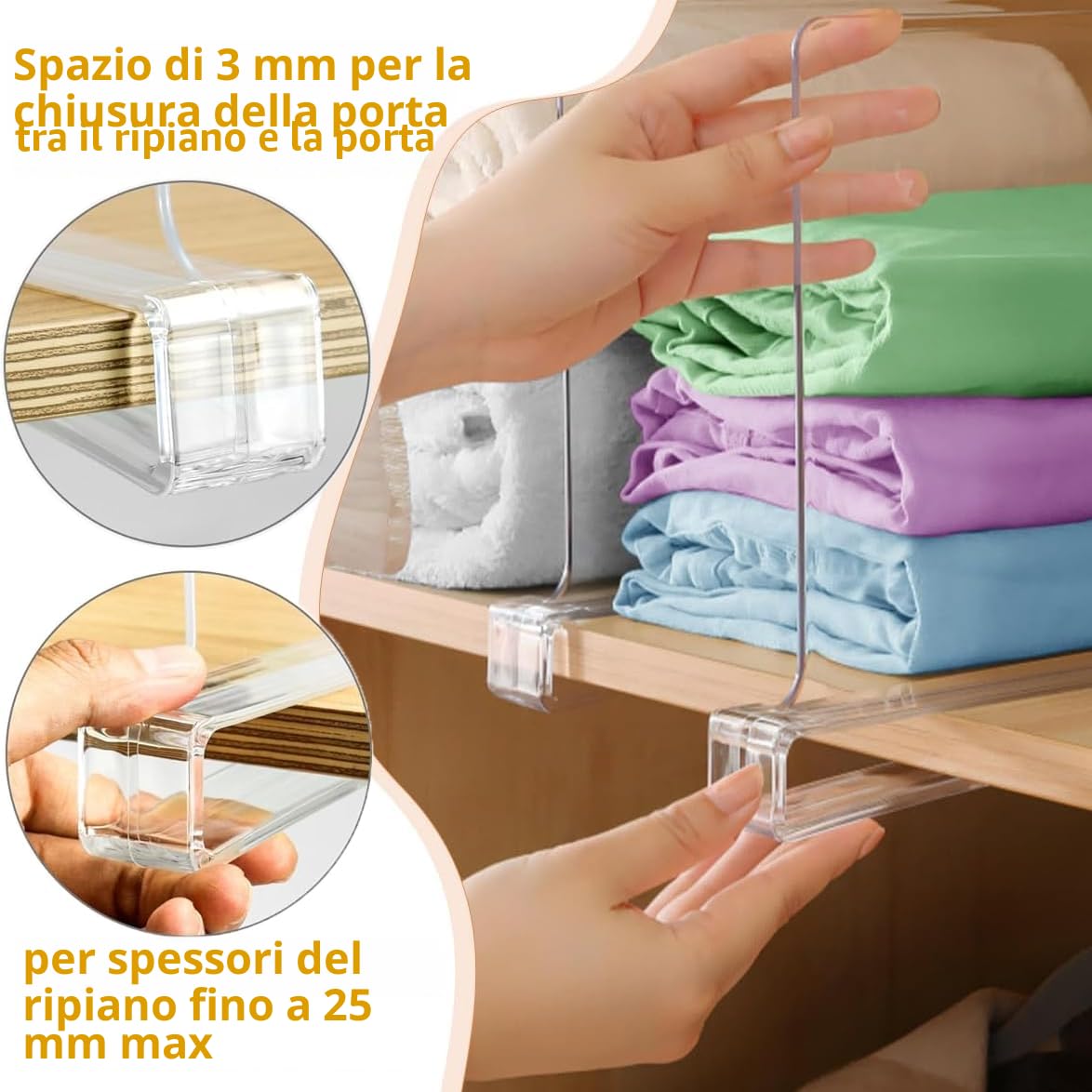 8 separatori per scaffali in acrilico trasparente, divisori multifunzionali, 30 x 20 cm, divisori per armadio per camera da letto, cucina, armadi e organizzazione, URH006-CLOTHE