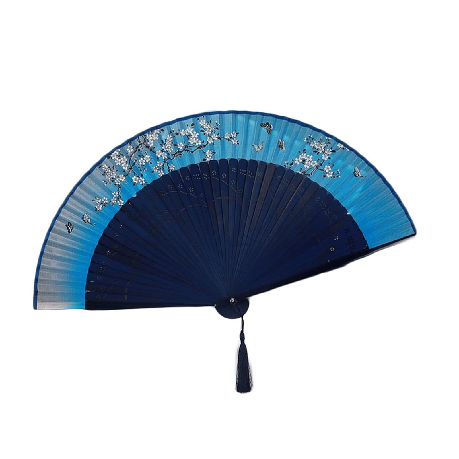 METTEOR Folding Fans Pretty Hand Chinese Fan Vintage Silk For Party Dance Performance Decoration (Blue one size)