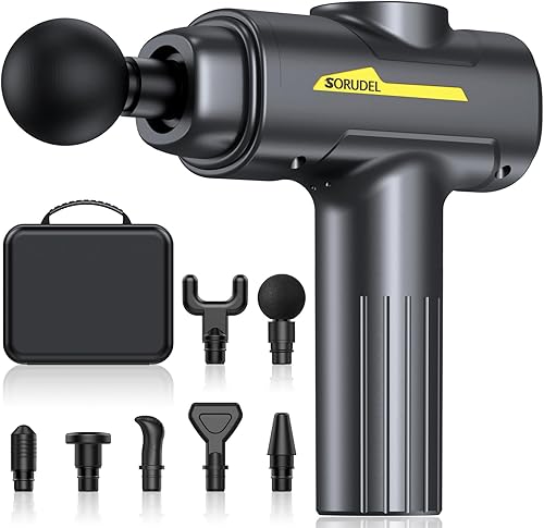 Pistola de masaje muscular, masajeador de espalda de tejido profundo (negro mate)