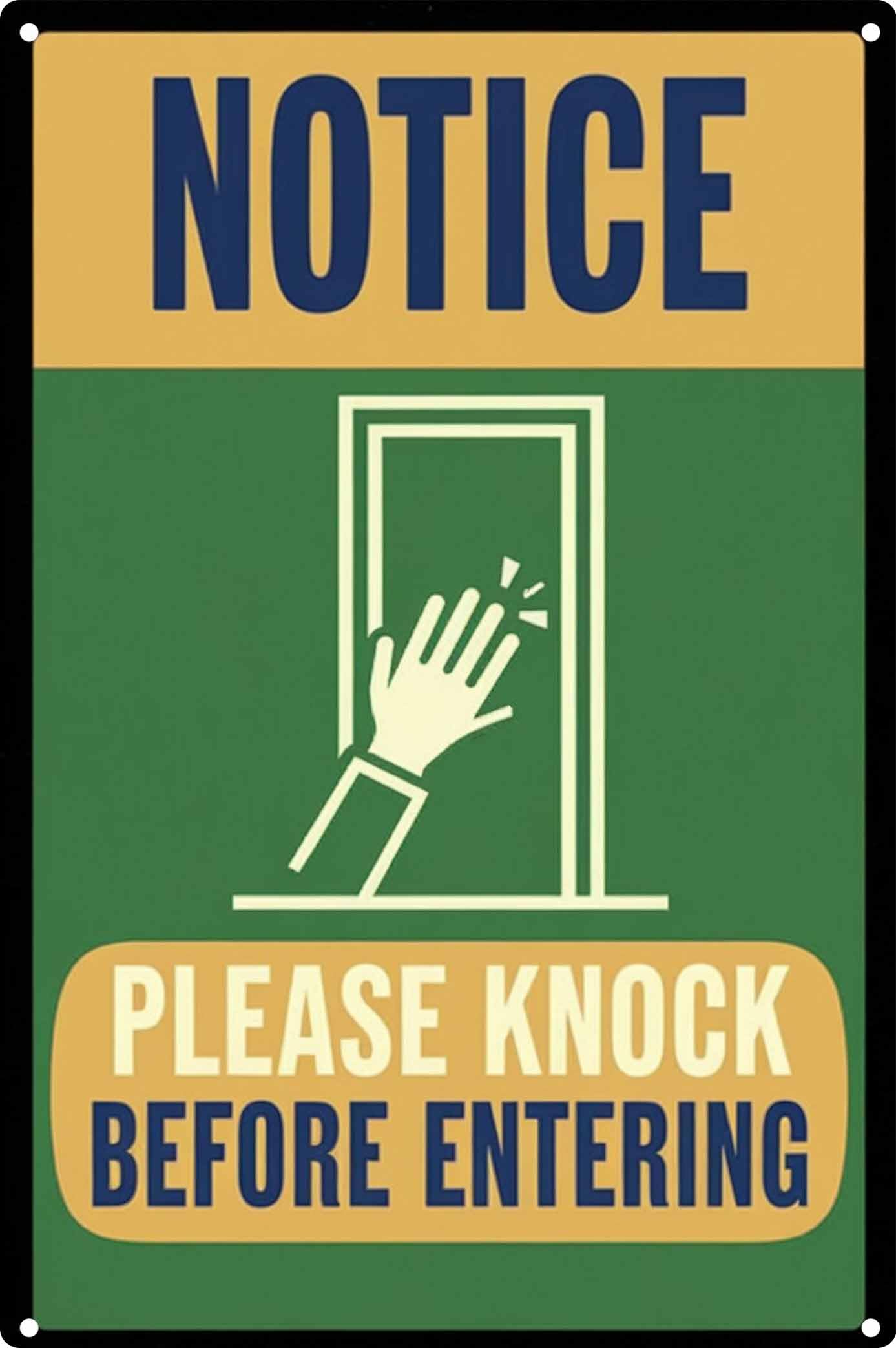 Vintage Tin Notice Sign Retro Metal Please Knock Before Entering Sign for Outdoor indoor Decoration Funny Wall Art Plaque 12x8 Inch