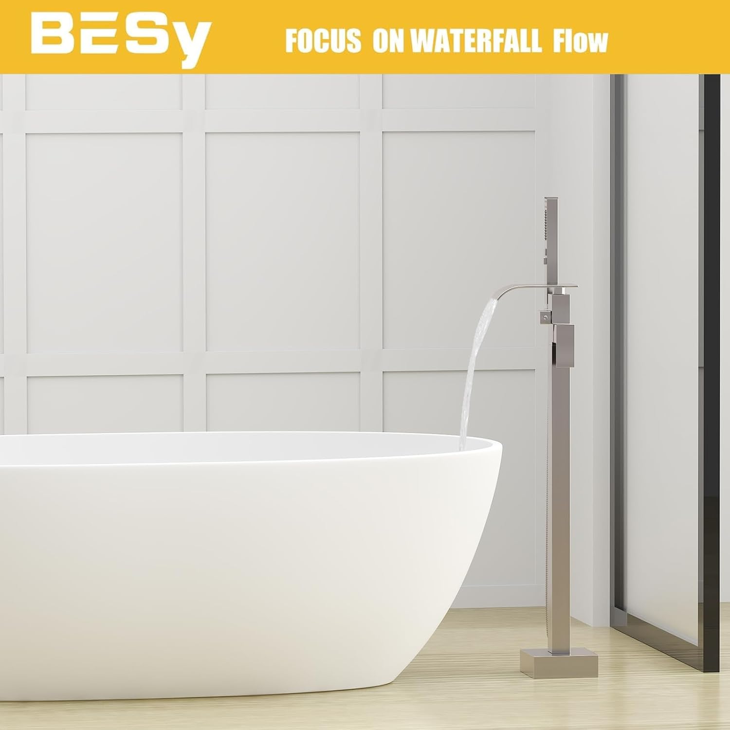 besy tub filler freestanding bathtub faucet brushed nickel floor mount tub faucet waterfall free standing bathtub filler high flow brass bath shower faucets with handheld sprayer