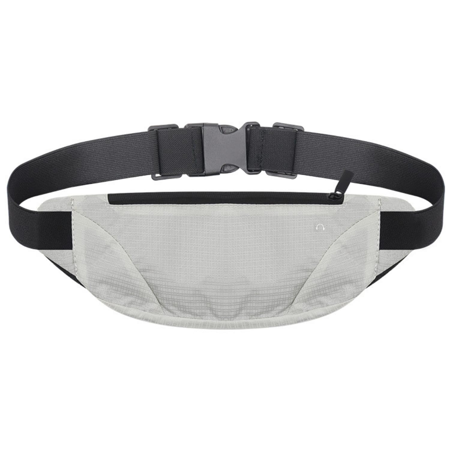 Water-Resistant Sport Waist Bag Lightweight Running Waist Bag Zipper Closure Slim Running Pouch Curved Profile for Outdoor Cycling, Fitness, Silver-image-10
