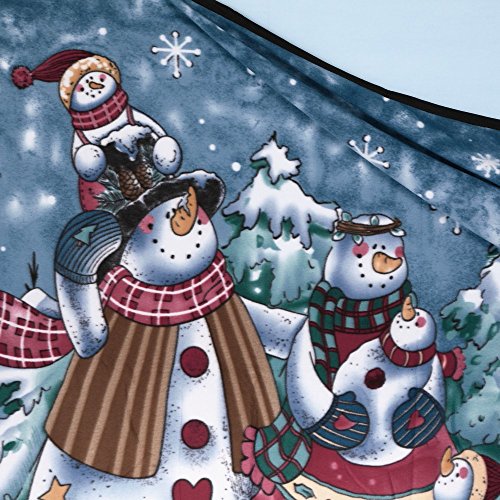 Premier Decorations Branded 1.6m x 1.3m Christmas Snowman Design Fleece Throw