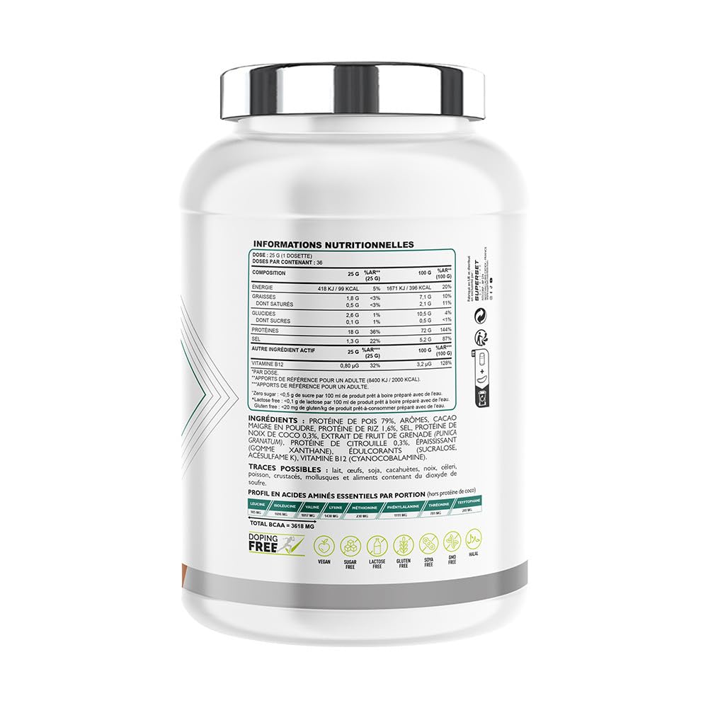 Superset Nutrition - 100% Vegan Protein (900g) - Mix de protéines végétales - A base de Pois, Riz, Coco et Citrouille + Vitamine B12 - La meilleure alternative à la whey classique - Amande et Vanille