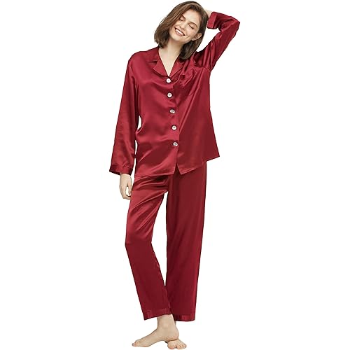 LilySilk Silk Pajamas for Women Pure Full Length Long 22 Momme 100% Mulberry Silk Luxury