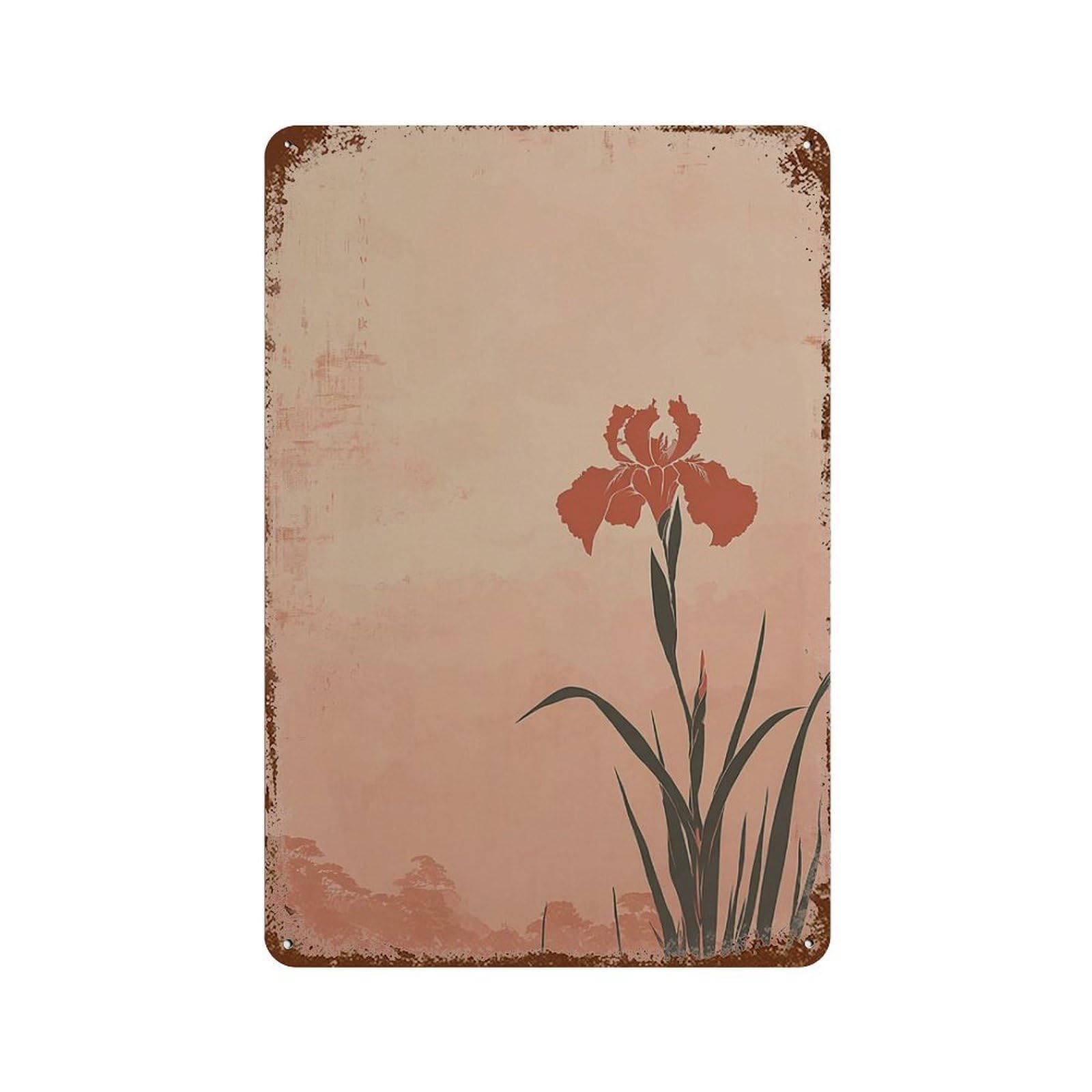 xiaoxiaoshen Japanese Iris Minimalist Botanical In Asian Style Wall Decor Art Metal Tin Poster Modern Home Decor Art Home Bar Shop Decorations Vintage Sign 30x20cm