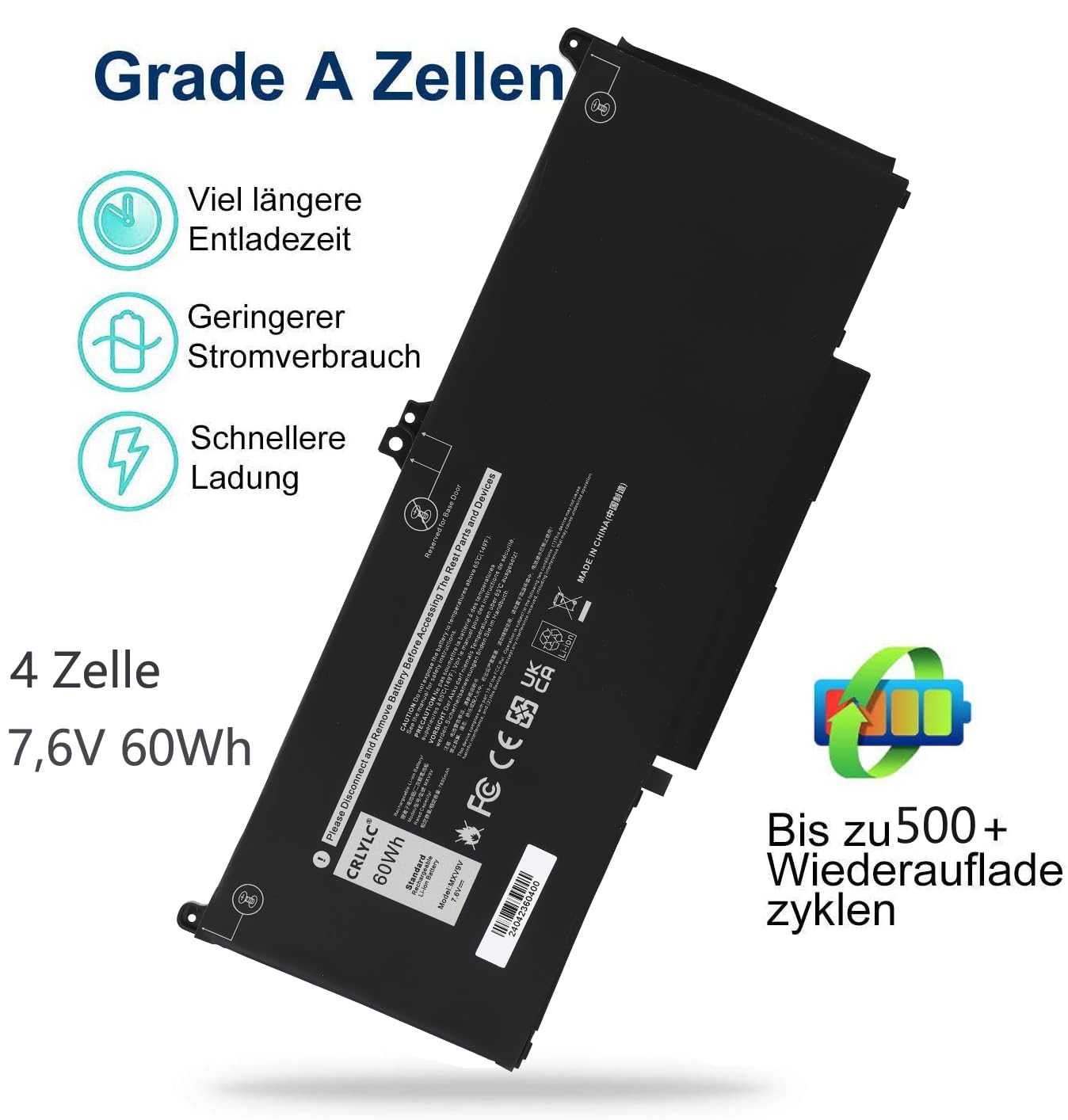 Glaxcidy MXV9V Laptop Akku für Dell Latitude 5300 5310 7300 7400 Latitude 5300 5310 2-in-1, Inspiron 7300 7306 2-in-1 Black Version E5300 E5310 E7300 E7400, P96G P97G P99G 5VC2M 829MX