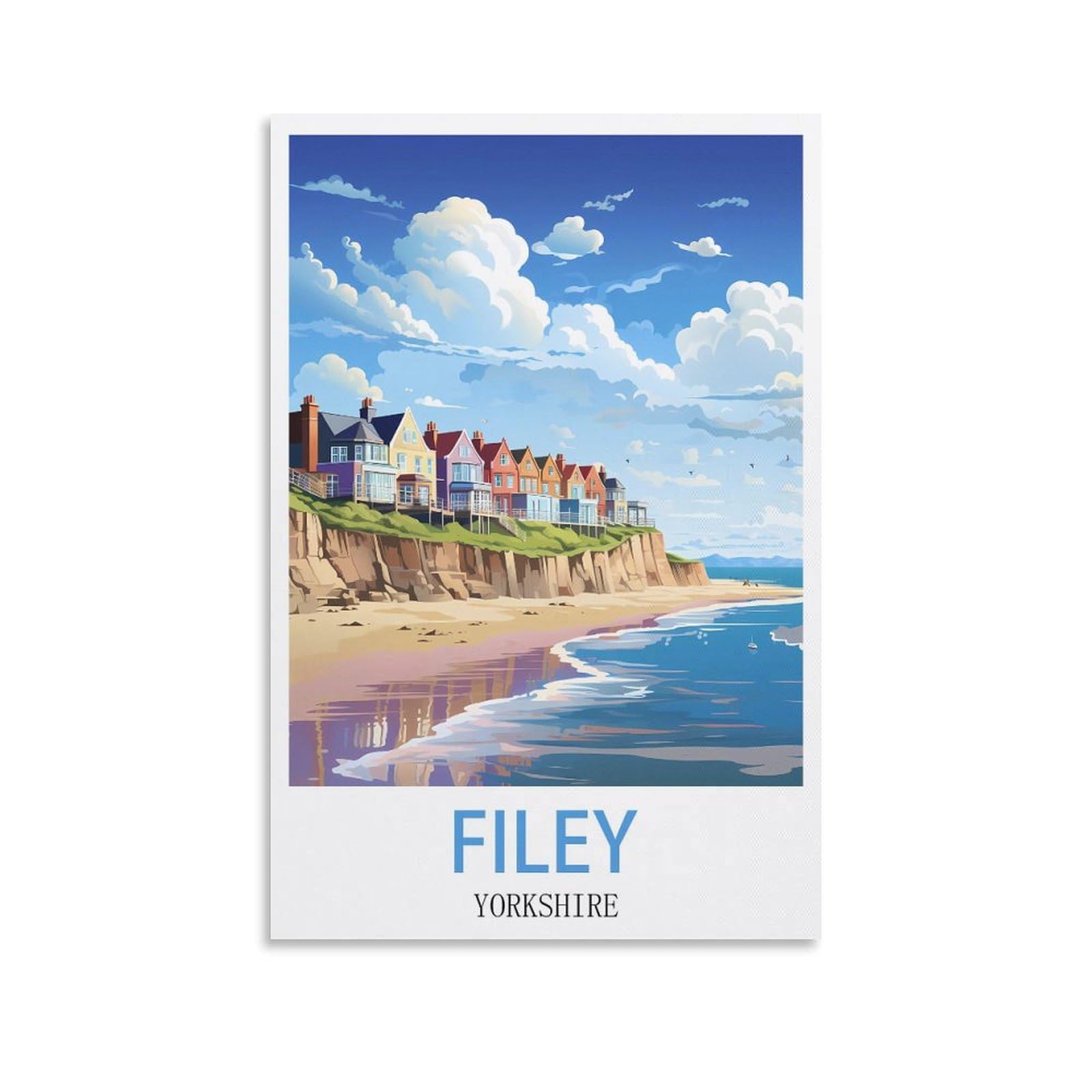 Vintage Metal Tin Signs,Filey Yorkshire,Wall Poster Retro Tin Sign Metal Plaque for Bar Wall Decor Home Living Room Wall Art Decor 15x30cm