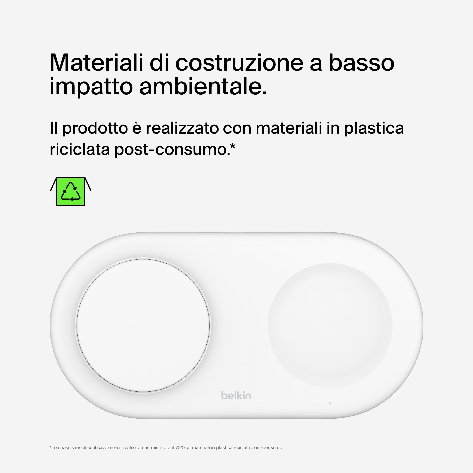 Belkin BoostCharge Pro Tappetino di Ricarica Wireless 2 in 1 con tecnologia magnetica Qi2 15W, Caricabatteria wireless rapido per iPhone 17, Air, Pixelsnap, AirPods e dispositivi MagSafe - Bianco