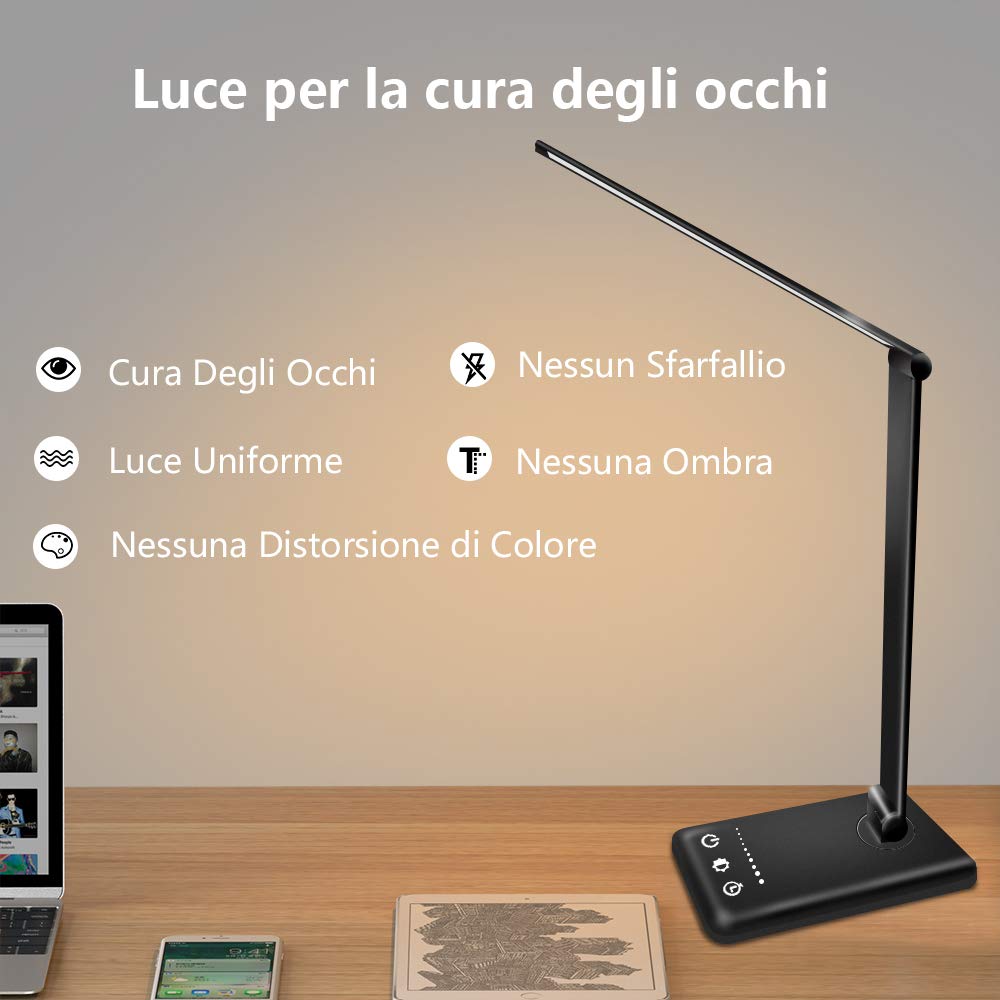 SKYLEO Lampada da Scrivania a LED - Lampada LED da Tavolo con clip - Lampada LED per la cura