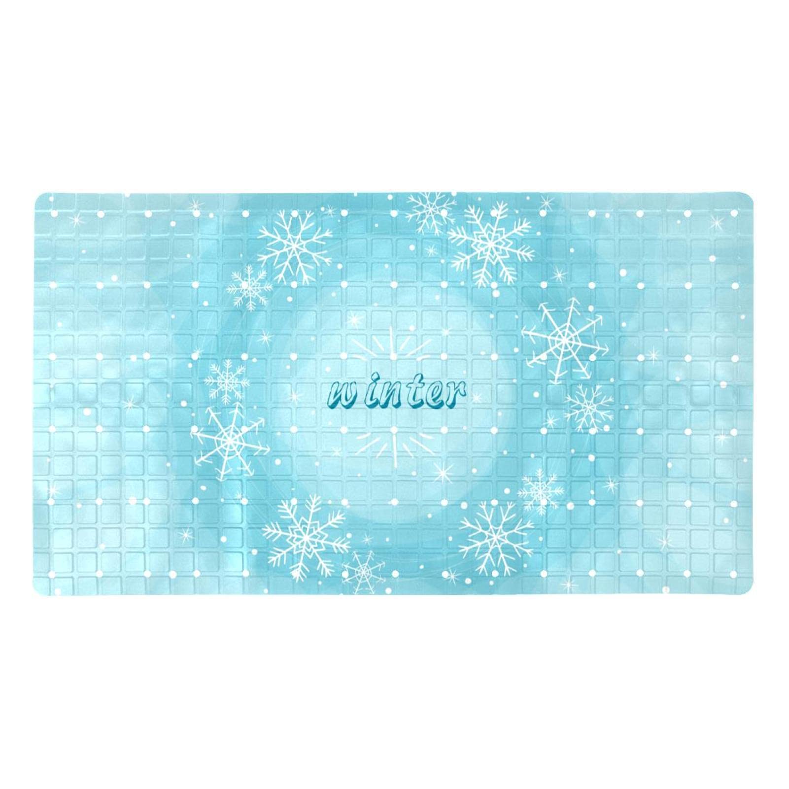 Tapis de bain antidérapant bleu avec ventouses et drainage douche